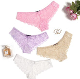 Avidlove Lace Panties 4 Packs Hipster Underwear V-Shape Waistband Tangas